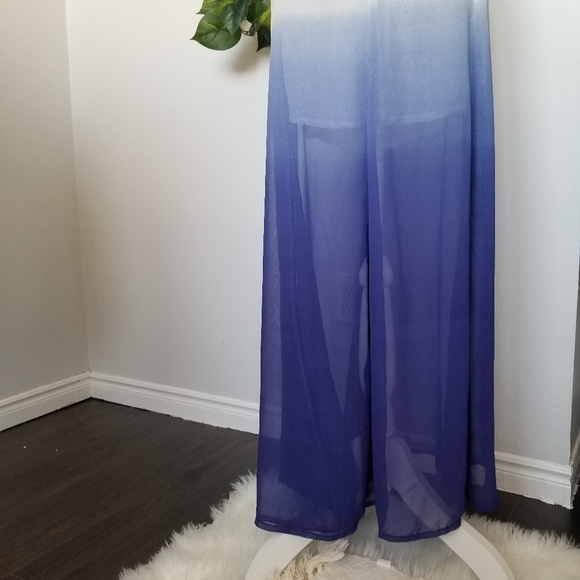 Ombre ivory and blue long flowy skirt - Picture 6 of 7